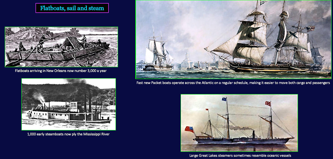 Flatboats and packet ships, 1830
